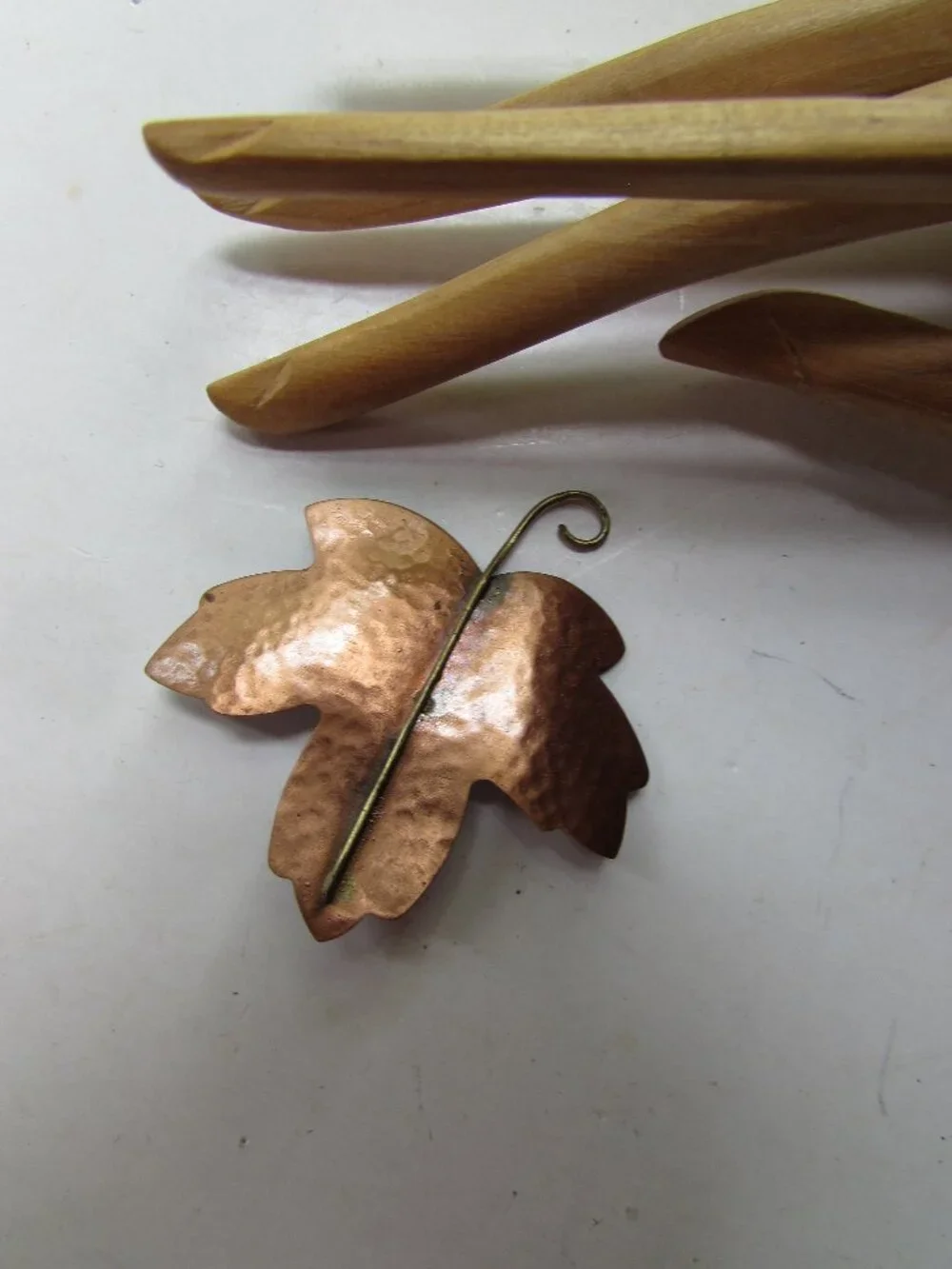 Vintage Copper Tone Maple Leaf Brooch by Hallmark